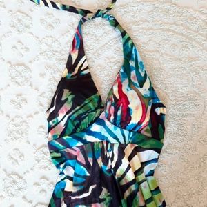 NWT Tommy Bahama Multicolored Batik Waves Animal Print Halter Dress